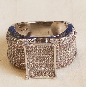 White & Pink Diamond Pave Ring